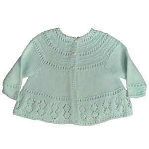 Seafoam Green Hand Knit Baby Cardigan Sweater